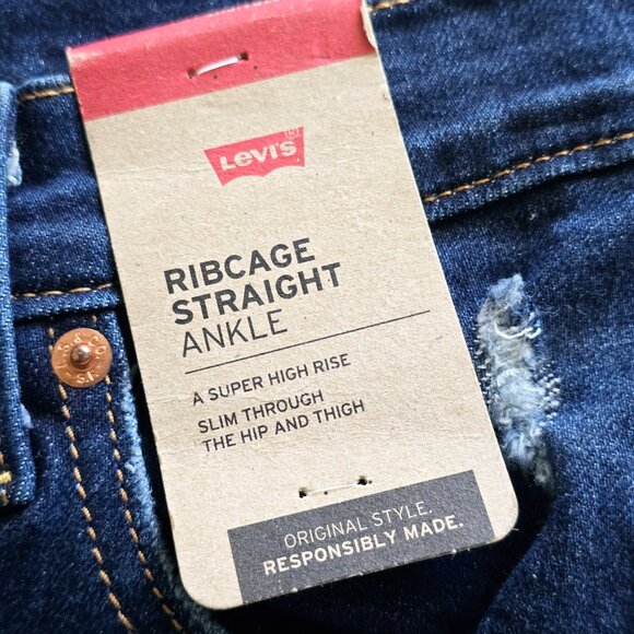 NWT Levi's Ribcage Straight Ankle Jeans 29 Distressed - Picture 8 of 8